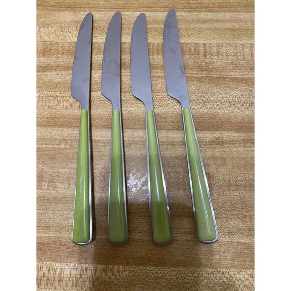Vintage Set of 4 Fiesta Merengue Knives Avocado Green - Picture 3 of 3